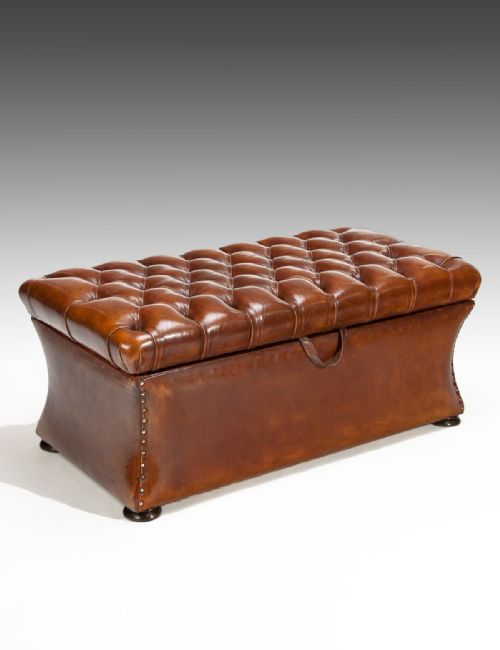 

Quality 19th Century Shaped Leather Ottoman 
 

