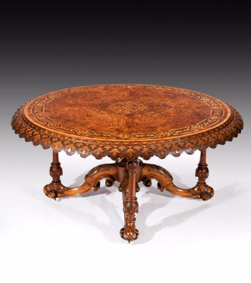 fig 1. A Magnificent & Large Victorian Burr Walnut Centre Table