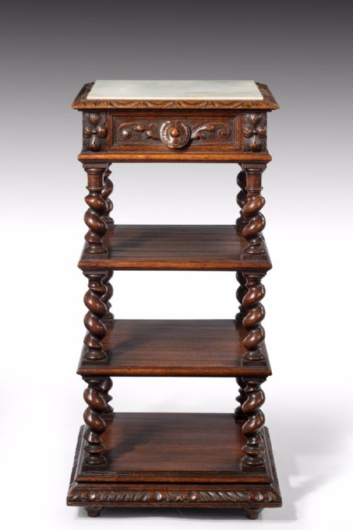 Good 19th Century Oak Marble Topped Whatnot