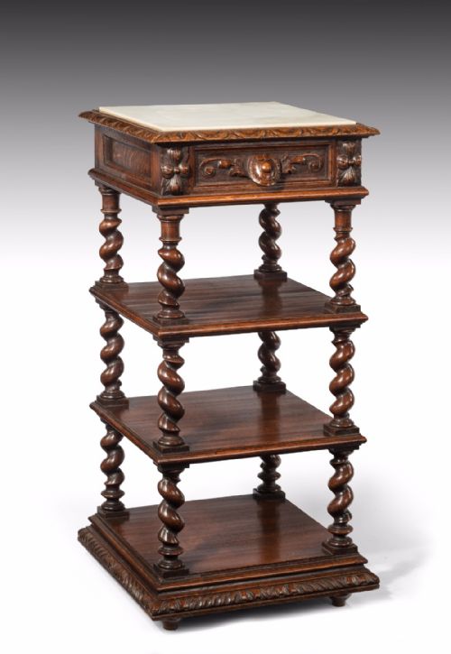 fig 1. Good 19th Century Oak Marble Topped Whatnot