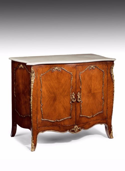 Quality Shaped Kingwood and Marble Side Cabinet