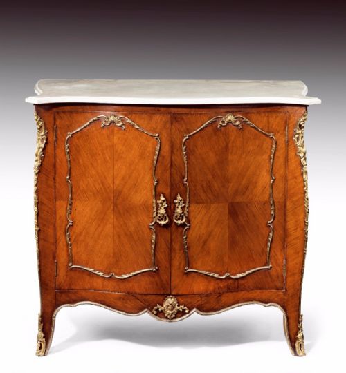 fig 2. Quality Shaped Kingwood and Marble Side Cabinet