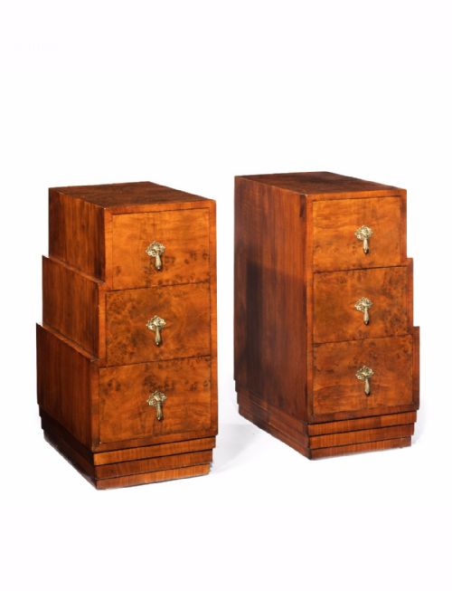 fig 1. A Pair of Stepped Art Deco Bedside Cabinets