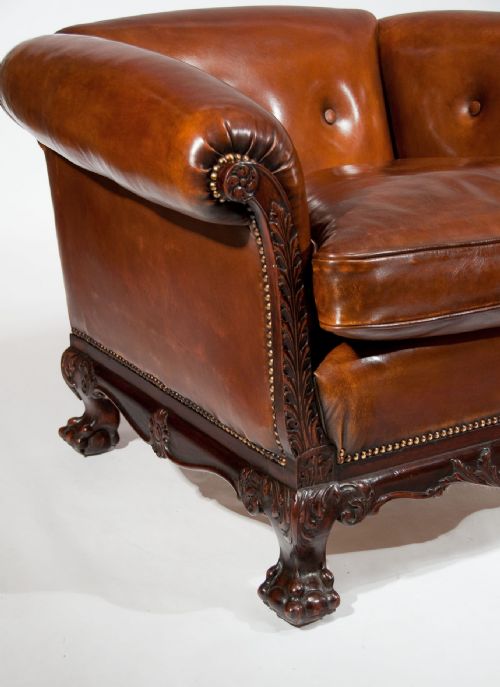 fig 1. Superb Pair of 19th Century Mahogany Leather Armchairs