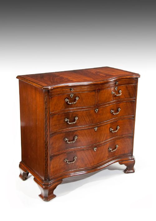 fig 1. A Handsome Antique Mahogany Serpentine Chest of Drawers