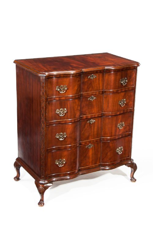 fig 1. Quality Antique Shaped Front Mahogany Chest of Drawers