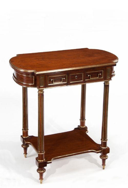 fig 2. A Fine French Mahogany and Brass Louis XVI style Occasional – Dressing Table (Table A Ouvrage)