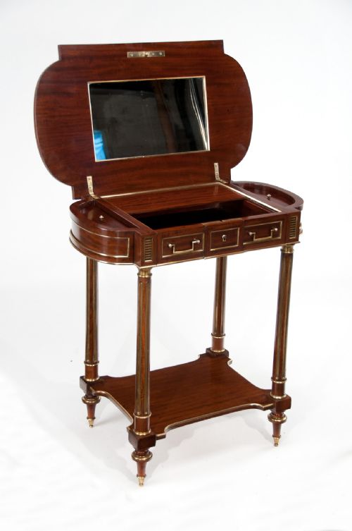 fig 3. A Fine French Mahogany and Brass Louis XVI style Occasional – Dressing Table (Table A Ouvrage)