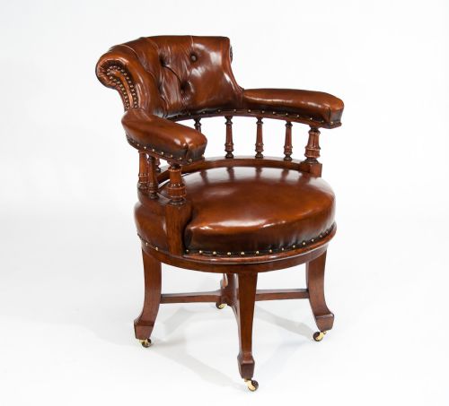 fig 3. S&H Jewell Victorian Oak and Leather Revolving Desk Chair 