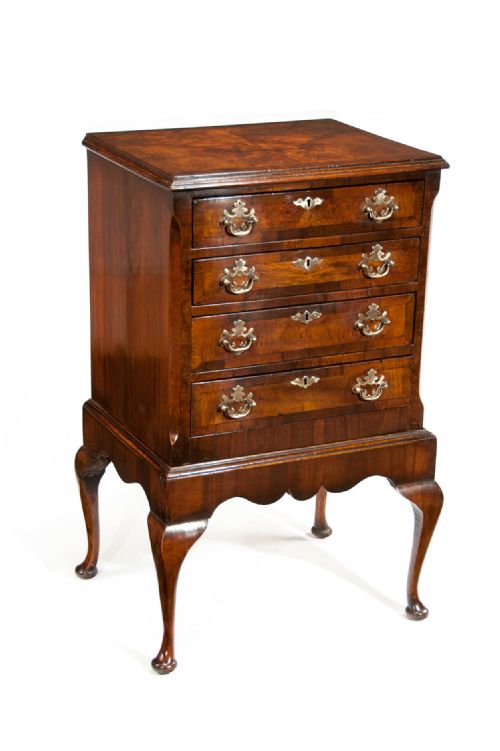 fig 1. Good Antique Walnut Chest Of Drawers On Stand