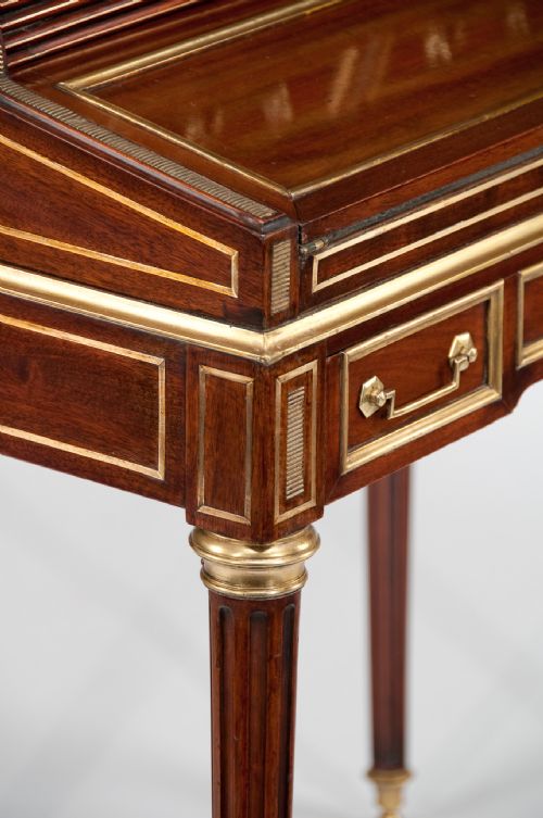 fig 2. Fine Louis XVI Style Mahogany and Brass Tambour Ladies Writing Desk
