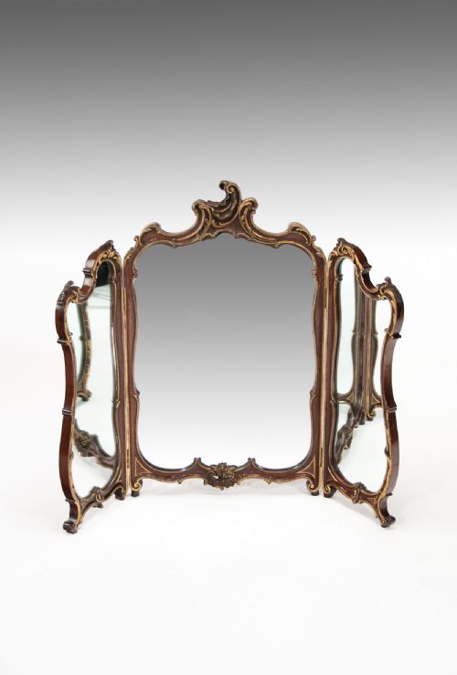 Antique Mahogany Triptych Dressing Mirror