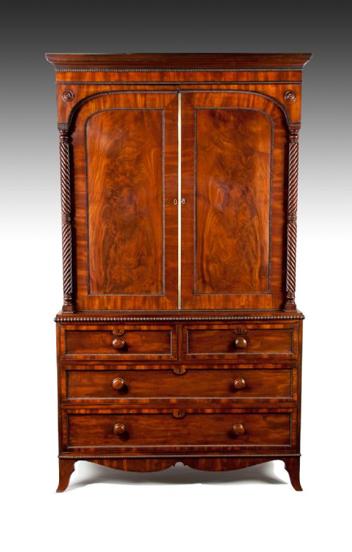 fig 1. Superb William IV Mahogany Linen Press