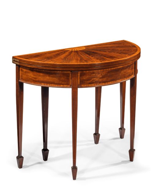 fig 1. Very Fine 19th Century Inlaid Demi Lune Card Table