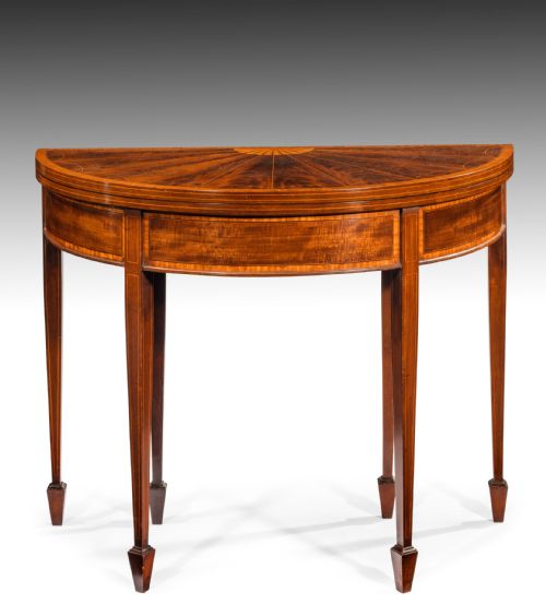 fig 2. Very Fine 19th Century Inlaid Demi Lune Card Table