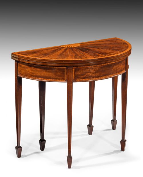 fig 3. Very Fine 19th Century Inlaid Demi Lune Card Table