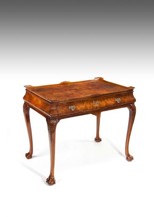 Fine Quality Dutch Burr Walnut Silver Table Late 19th Century