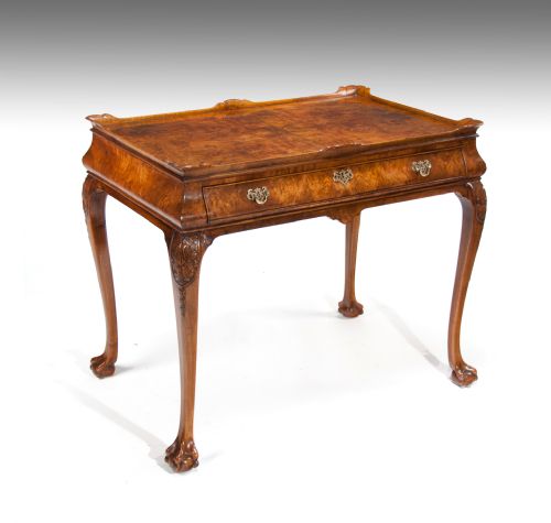 fig 1. Fine Quality Dutch Burr Walnut Silver Table late 19th Century