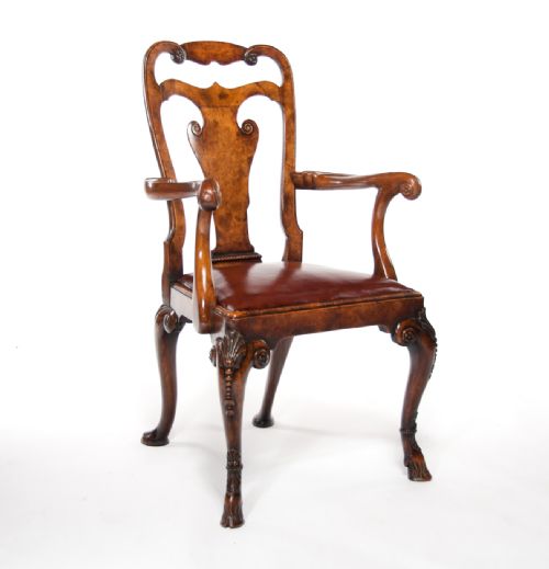 fig 1. A Fine Antique Walnut Desk Chair by Charles Tozer