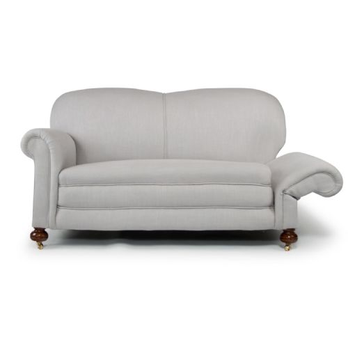 Good Quality Victorian Drop End Sofa Settee in a Grey Linen