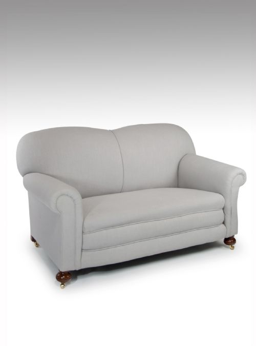 fig 1. Good Quality Victorian Drop End Sofa Settee In A Grey Linen