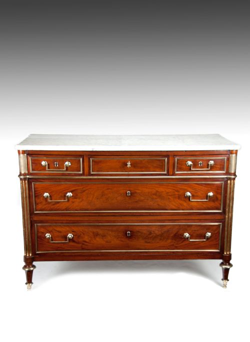 fig 2. Fine Quality Late 18th Century Directoire Period Mahogany Commode With Shaped Marble Top