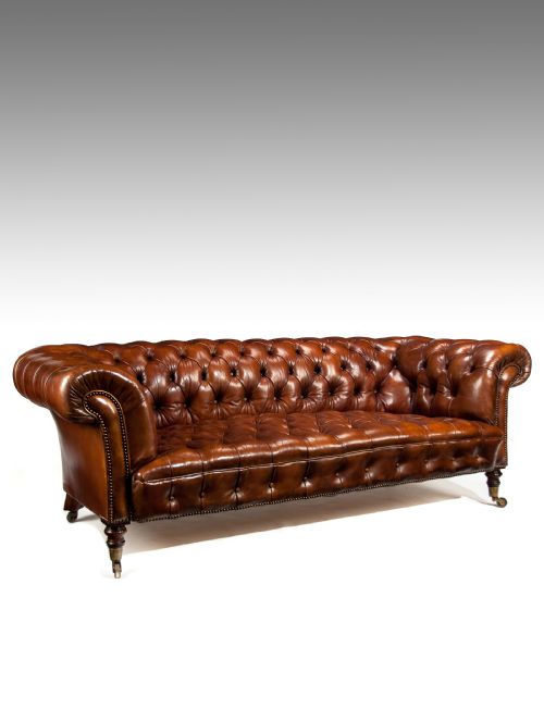 Fine Antique 19th Century Leather Upholstered Chesterfield
