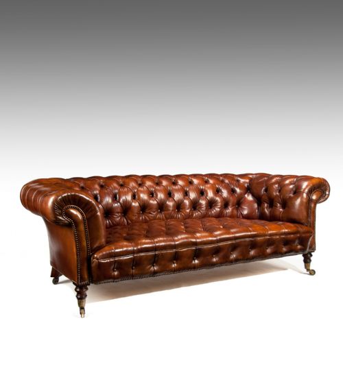 fig 1. Fine Antique 19th Century Leather Upholstered Chesterfield