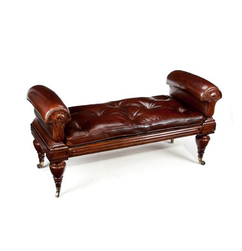 fig 2. Rare William IV Mahogany and Leather Window Seat After John Taylor