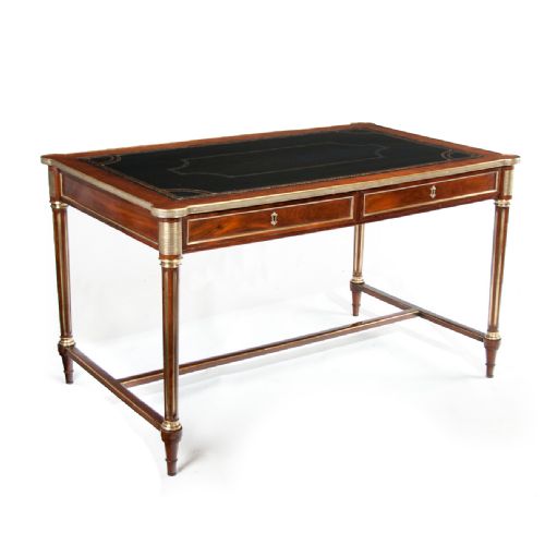 fig 2. Elegant 19thC French Mahogany and Brass Antique Writing Table Louis XVI Manner