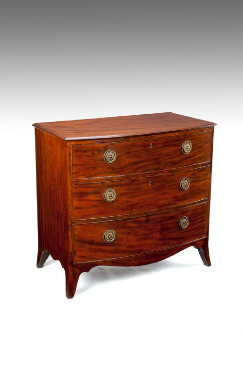 Antique Georgian Bow Front Chest Having an Unusual Drawer Formation