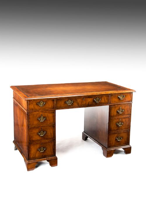 Good 19th Century Walnut Pedestal Writing Desk