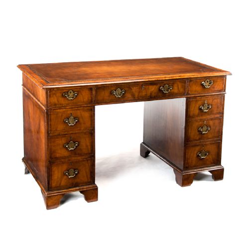 fig 1. Good 19th Century Walnut Pedestal Writing Desk