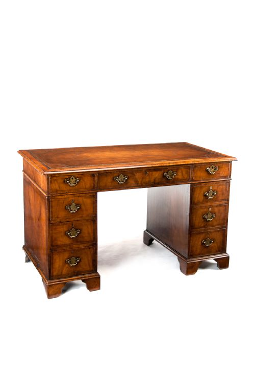fig 2. Good 19th Century Walnut Pedestal Writing Desk