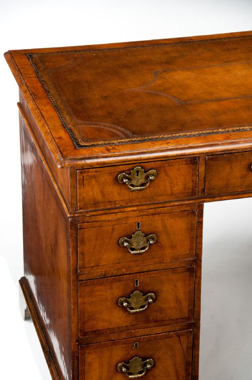 fig 3. Good 19th Century Walnut Pedestal Writing Desk