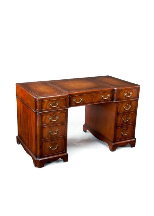 fig 2. Antique Mahogany Shaped Front Pedestal Writing Desk