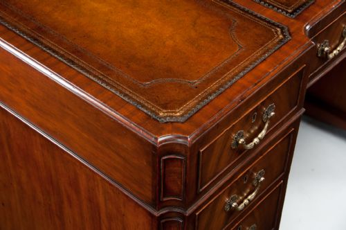 fig 3. Antique Mahogany Shaped Front Pedestal Writing Desk