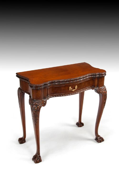 Irish George II Style Mahogany Concertina Action Card Table by Howard & Sons