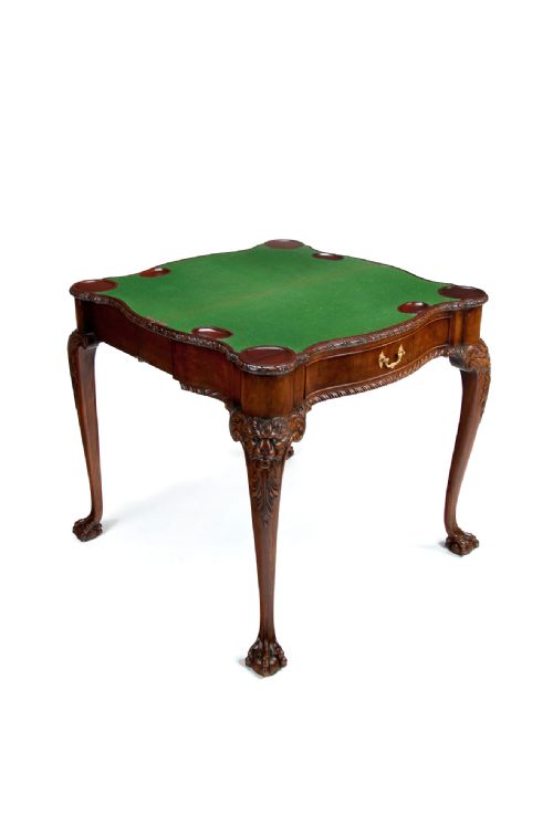 fig 3. Irish George II Style Mahogany Concertina Action Card Table By Howard & Sons