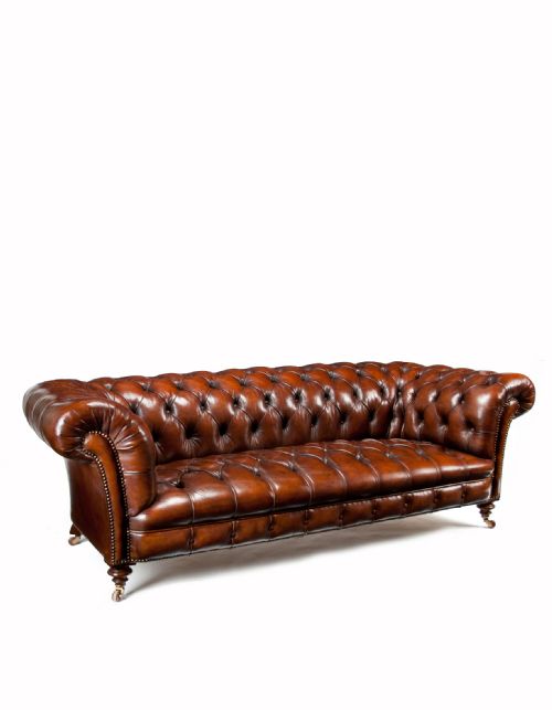 fig 2. Victorian James Jas Shoolbred Leather Walnut Chesterfield Fully Stamped