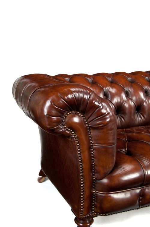 fig 4. Victorian James Jas Shoolbred Leather Walnut Chesterfield Fully Stamped