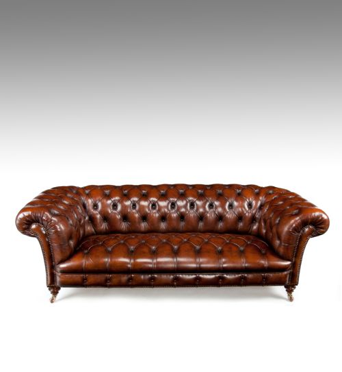 fig 5. Victorian James Jas Shoolbred Leather Walnut Chesterfield Fully Stamped