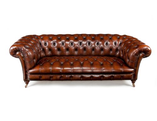 fig 6. Victorian James Jas Shoolbred Leather Walnut Chesterfield Fully Stamped