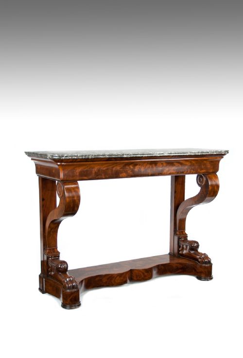 fig 2. Antique French Flame Mahogany Louis Philippe Console Table