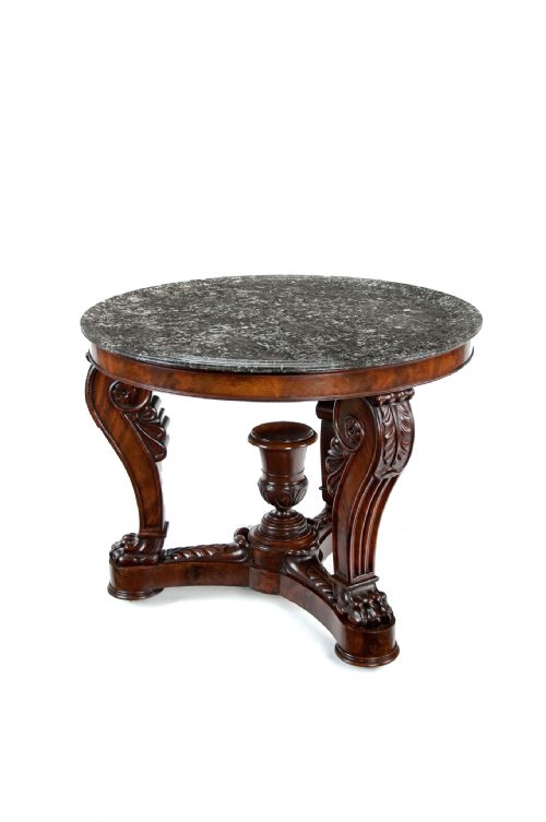 fig 1. Fine French 19th Century Marble Topped Louis Philippe Mahogany Centre Table