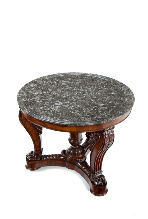fig 2. Fine French 19th Century Marble Topped Louis Philippe Mahogany Centre Table