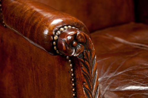 fig 3. Mid-19th Century Mahogany Leather Wing Armchair