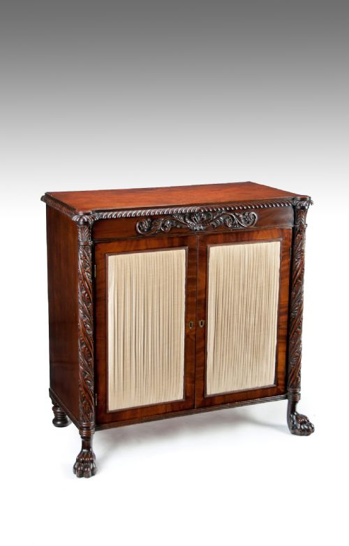 Fine Regency Irish Mahogany Two Door Side Cabinet / Chiffonier
