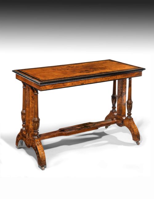 Antique Walnut and Ebony Inlaid Table