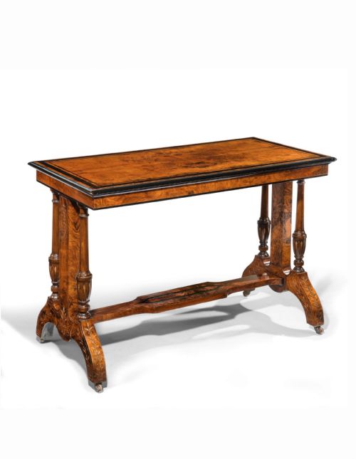 fig 1. Antique Walnut and Ebony Inlaid Table